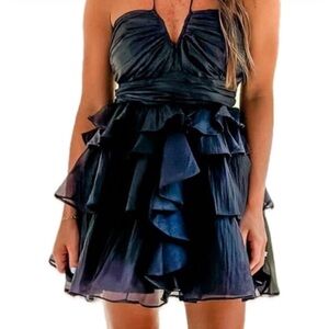 Chic Strapless Black Ruffle Dress